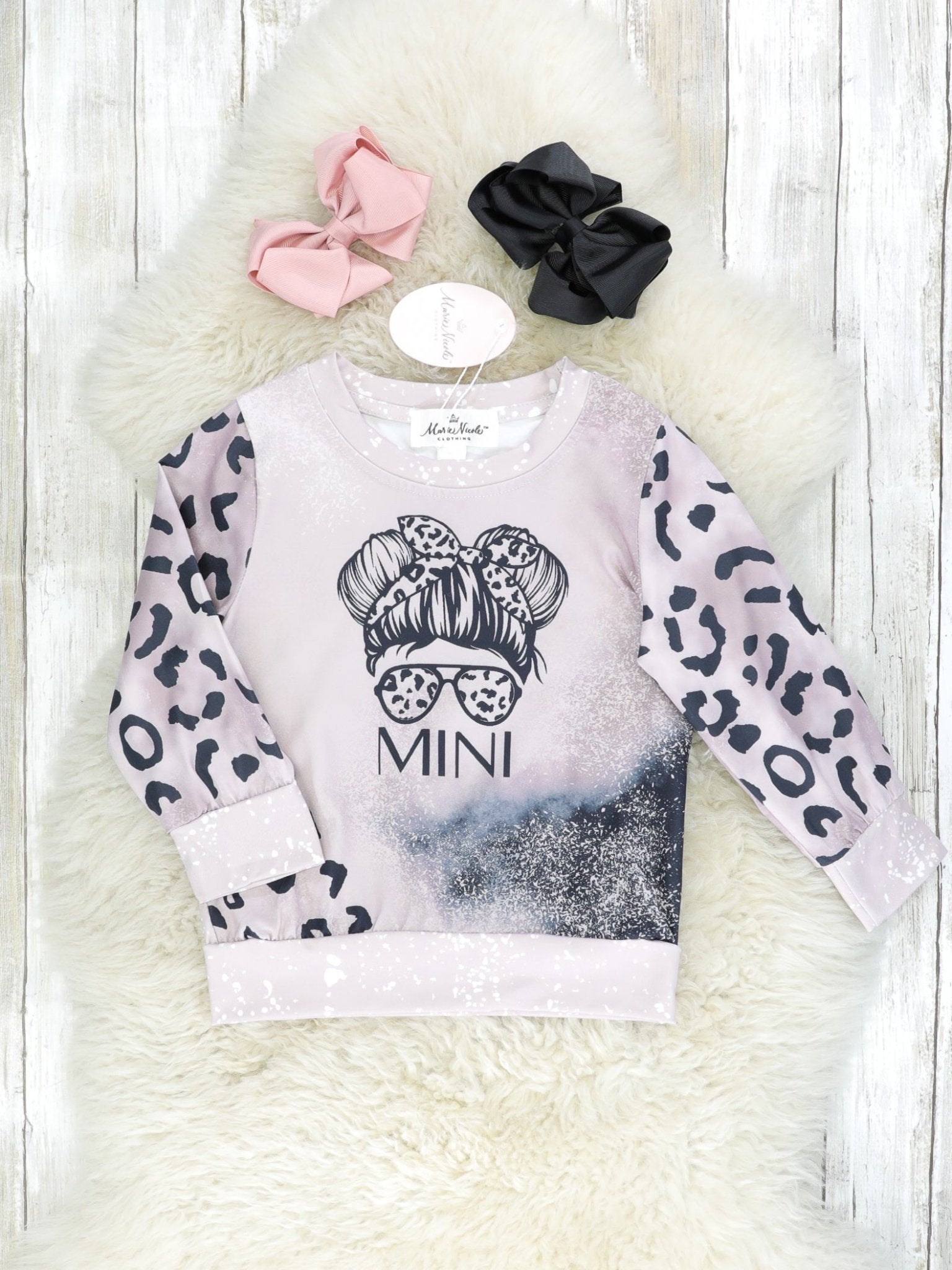 Mama & Mini Soft Pink Leopard Pullover - Marie Nicole Clothing