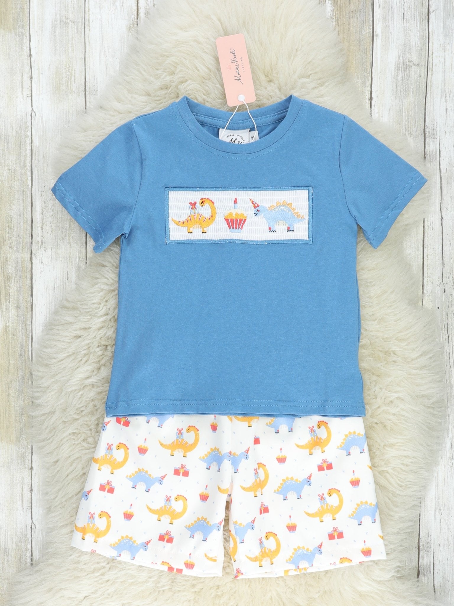 Smocked Dinosaur Party Outfit - Marie Nicole Clothing