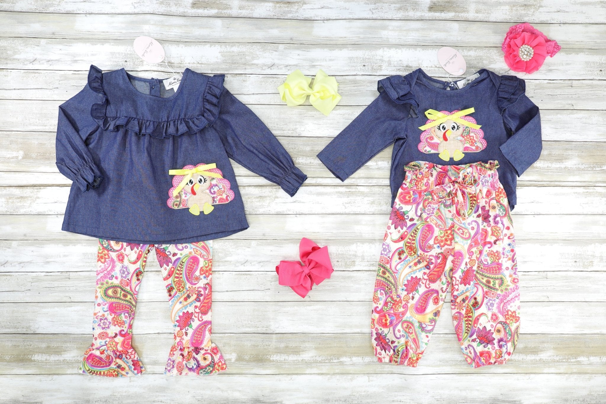 Pink Paisley Turkey Ruffle Outfit - Marie Nicole Clothing