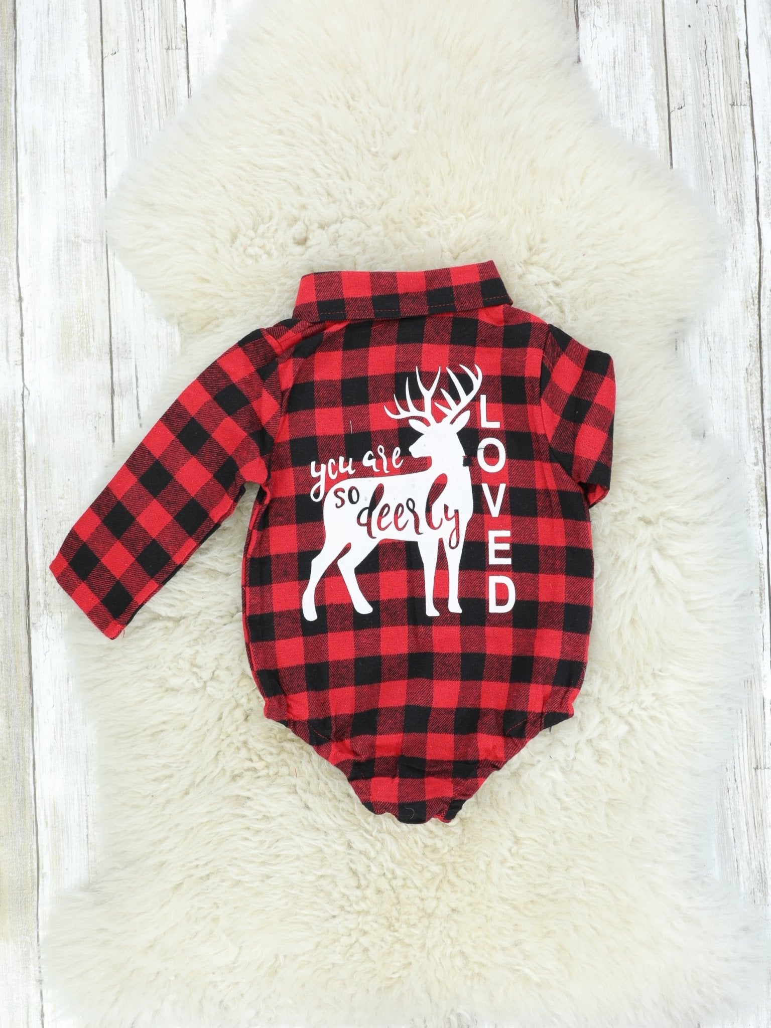 Deerly Loved Buffalo Plaid Button Down Romper - Marie Nicole Clothing