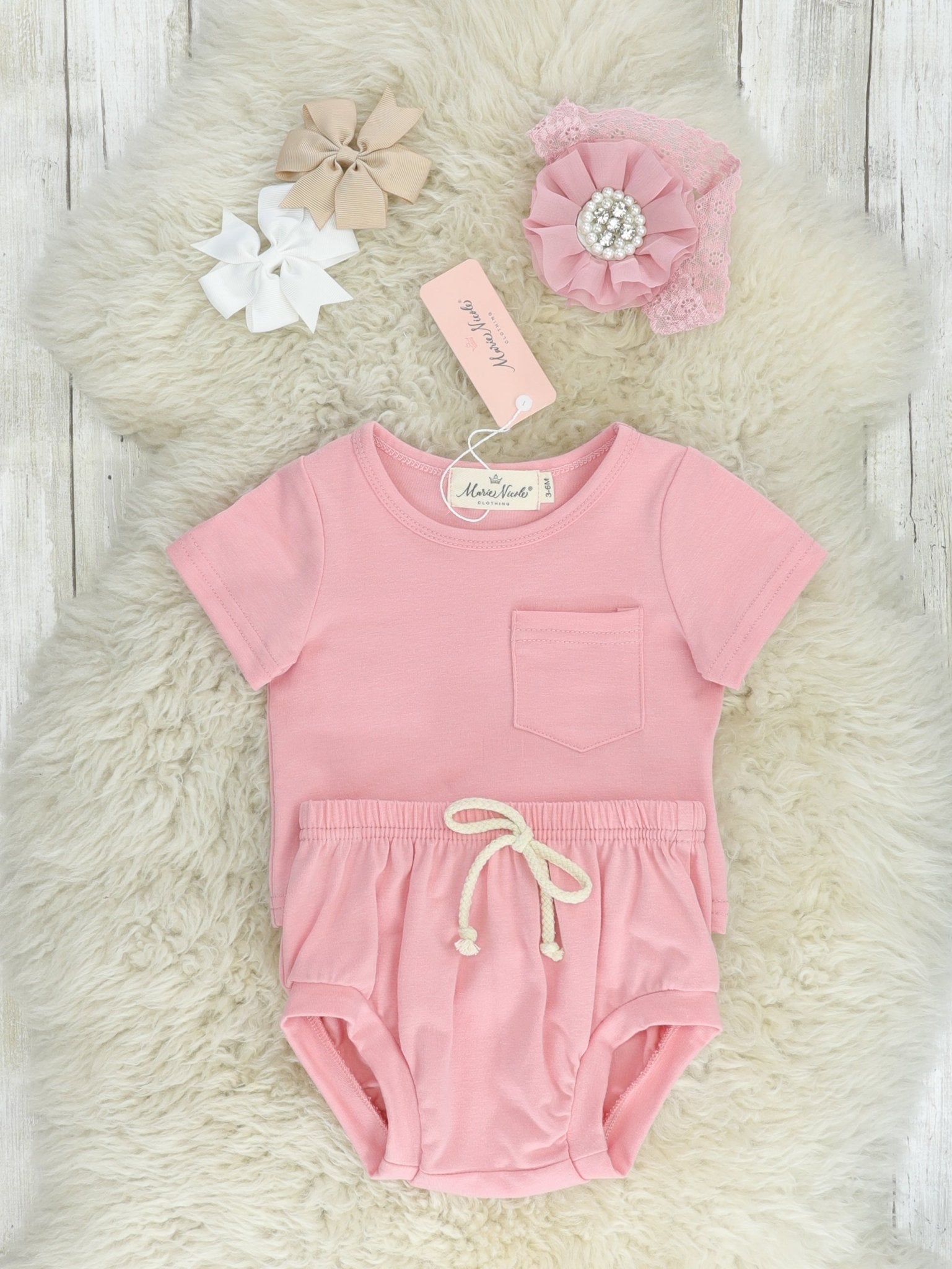 Pink Pocket Bloomers Outfit - Marie Nicole Clothing