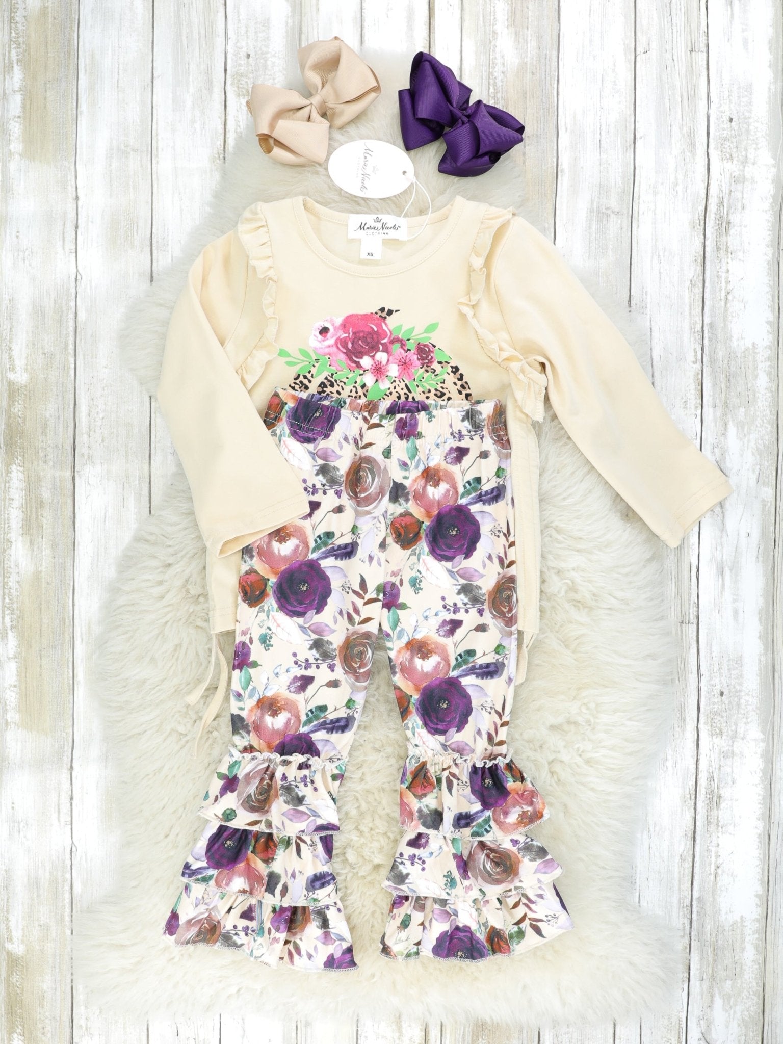 Rose & Pumpkin Ruffle Outfit - Marie Nicole Clothing