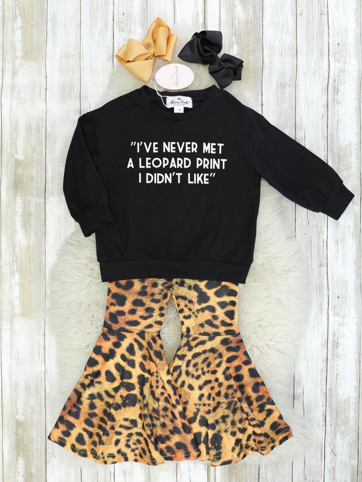 "Leopard Print I Didn't Like" Top & Bell Bottoms Outfit - Marie Nicole Clothing