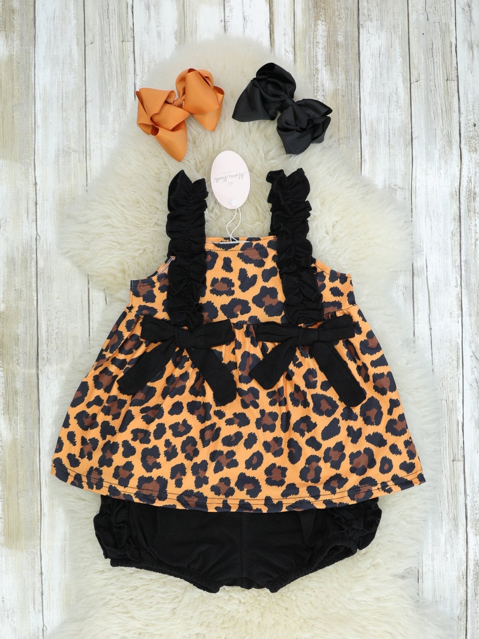 Black Leopard Ruffle Outfit - Marie Nicole Clothing