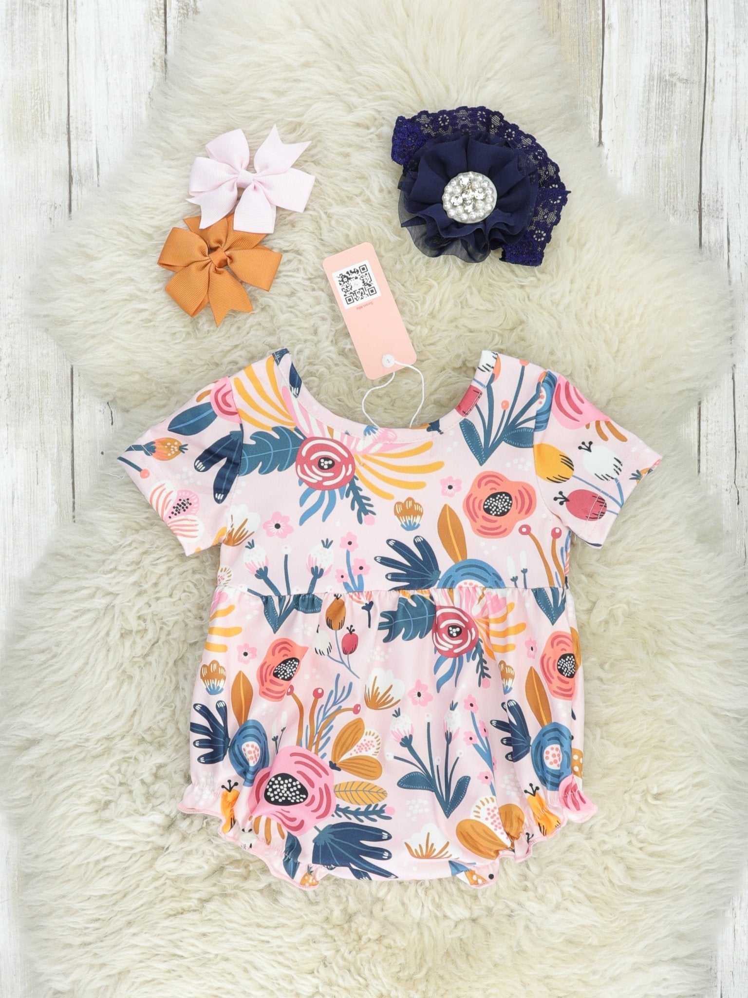 Pink Rose Ruffle Bubble Romper - Marie Nicole Clothing