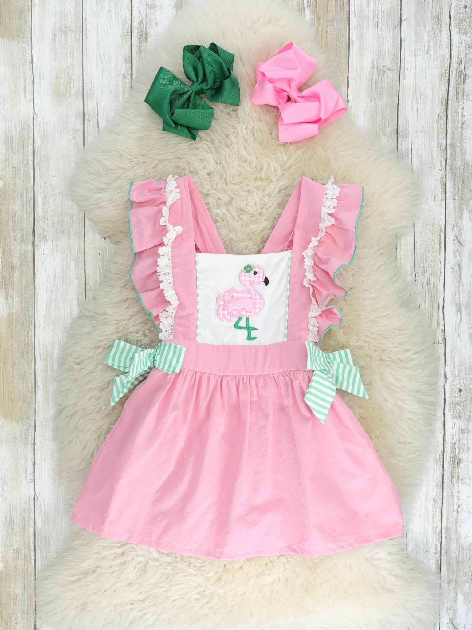 Pink Flamingo Flutter Sleeve Ruffle Dress - Marie Nicole Clothing