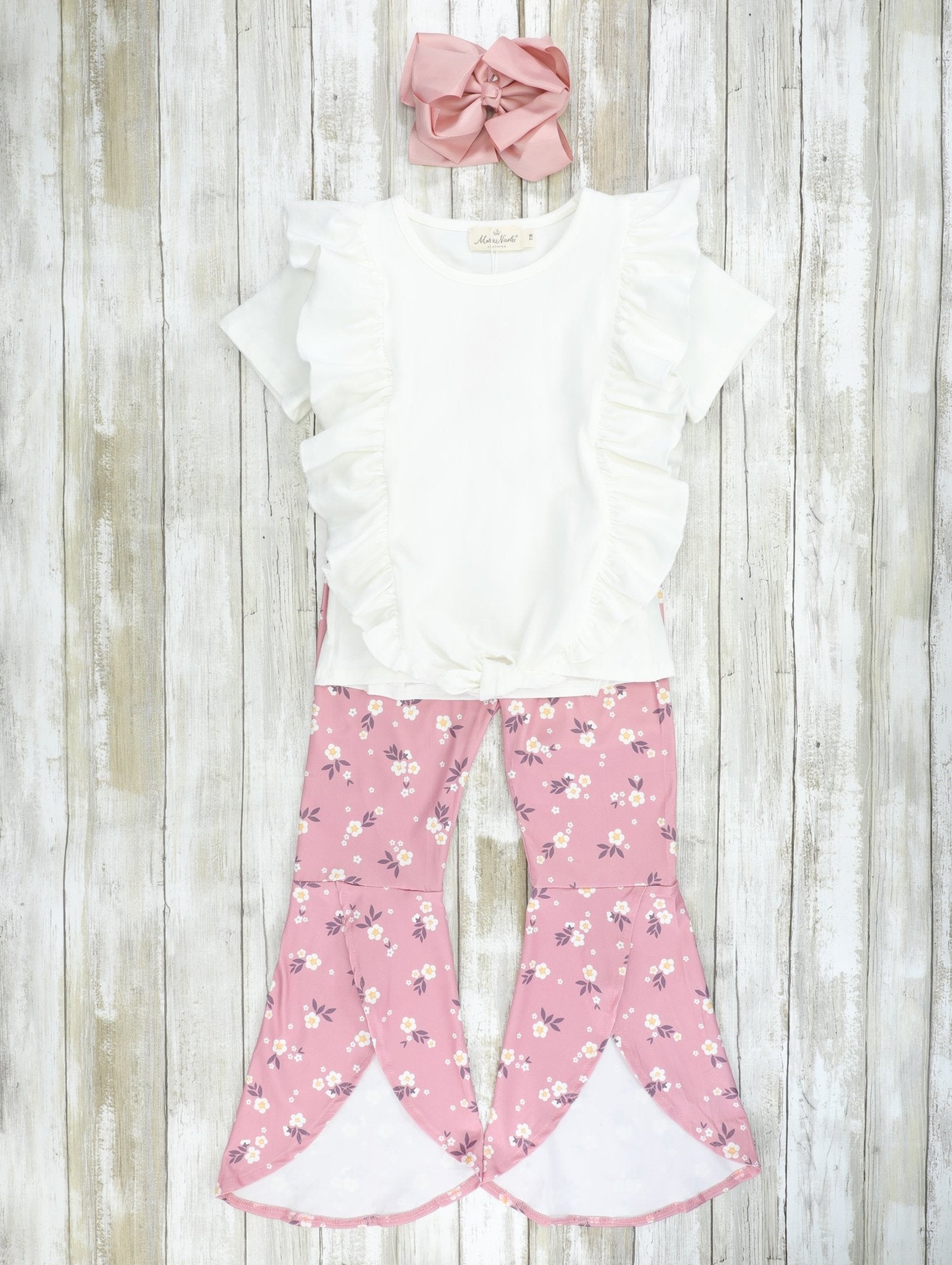 Dark Pink Buttercup Scalloped Bell Bottom Outfit - Marie Nicole Clothing