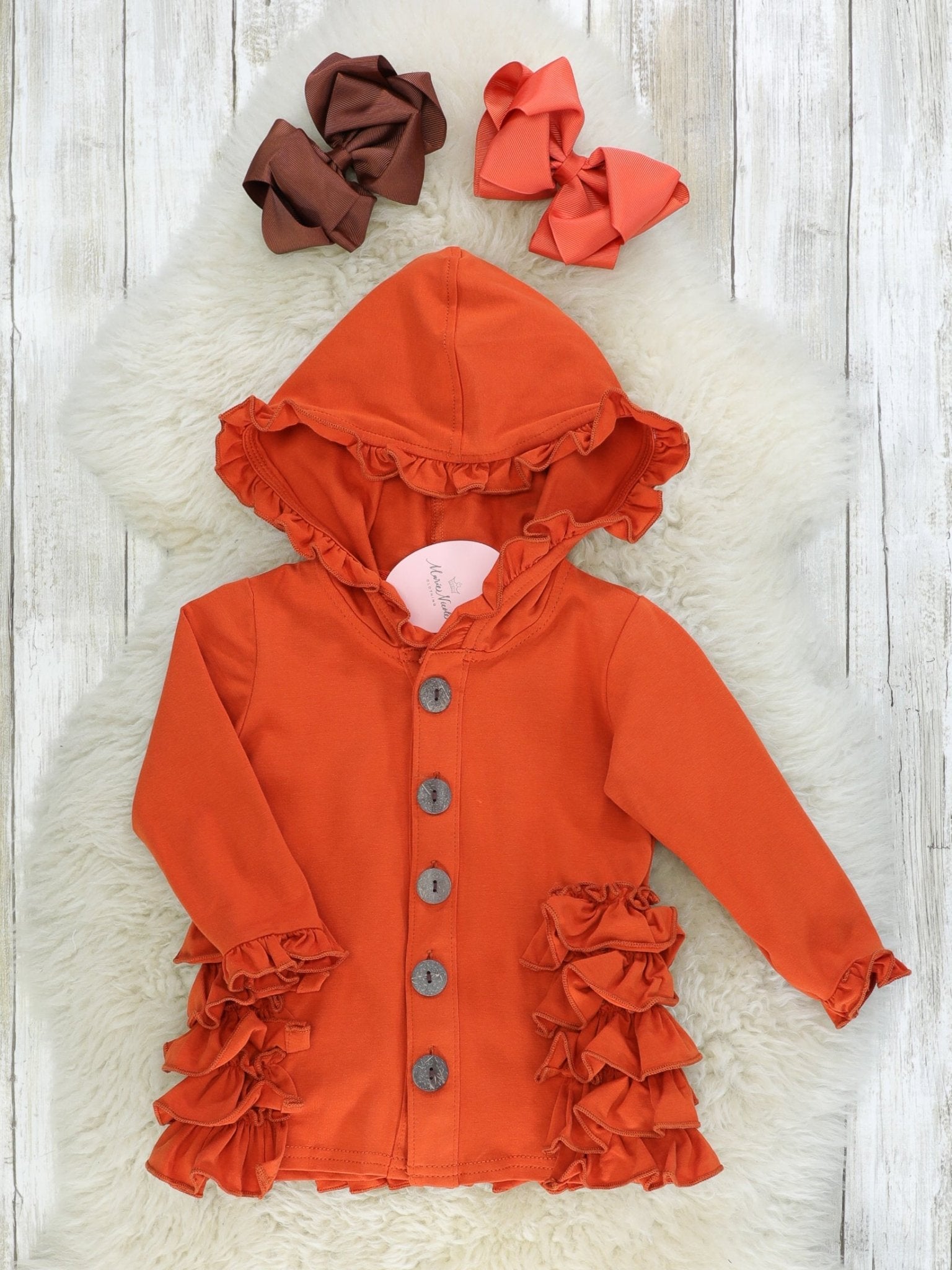 Cotton Ruffle Hooded Cardigan - Multiple Colors - Marie Nicole Clothing