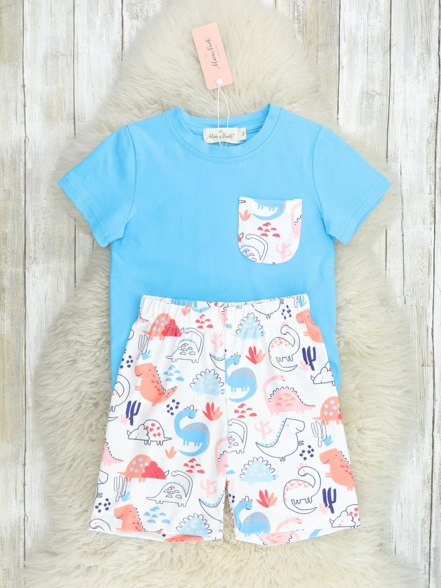 Coral Dino Pocket Outfit - Marie Nicole Clothing