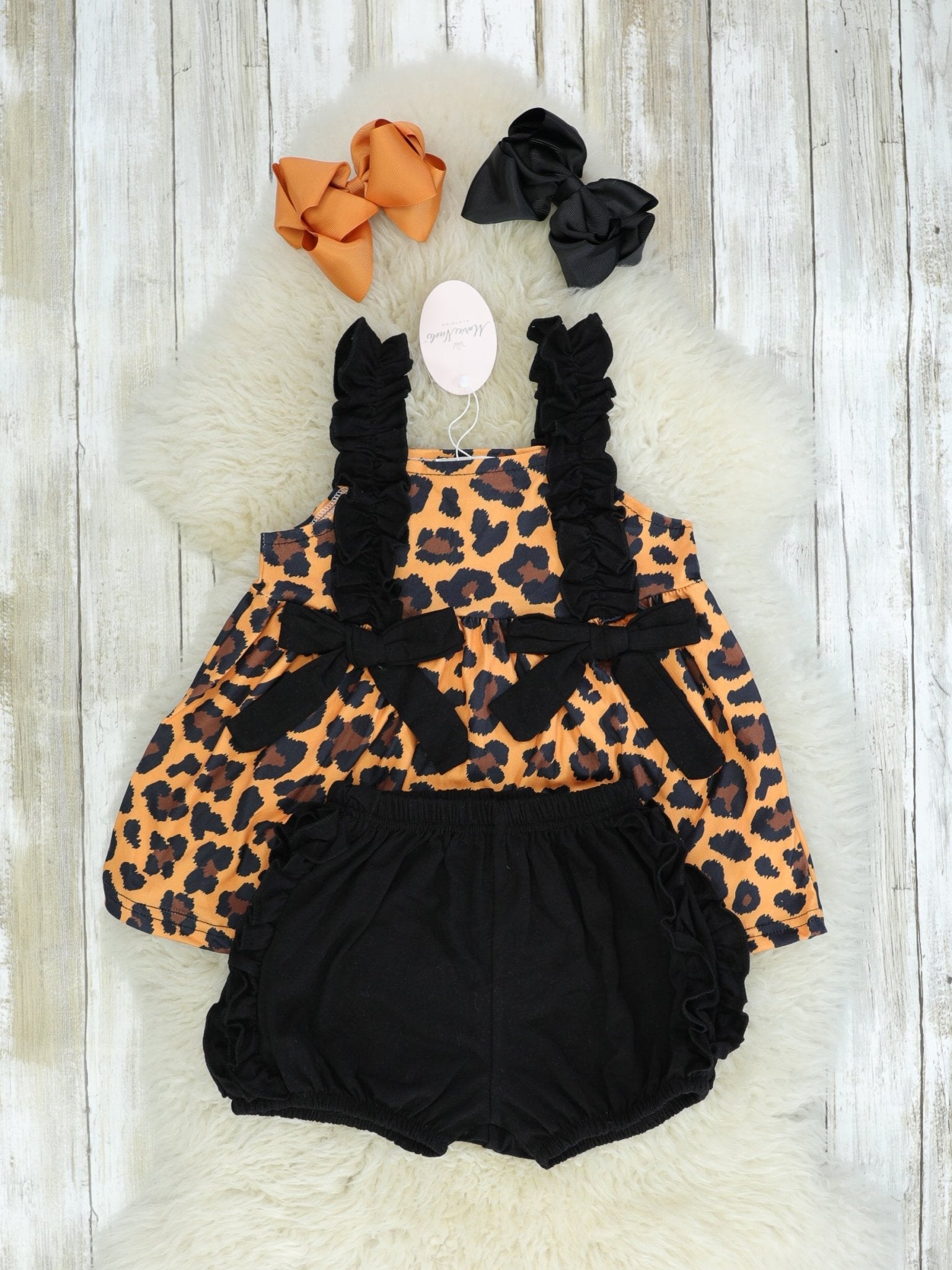 Black Leopard Ruffle Outfit - Marie Nicole Clothing