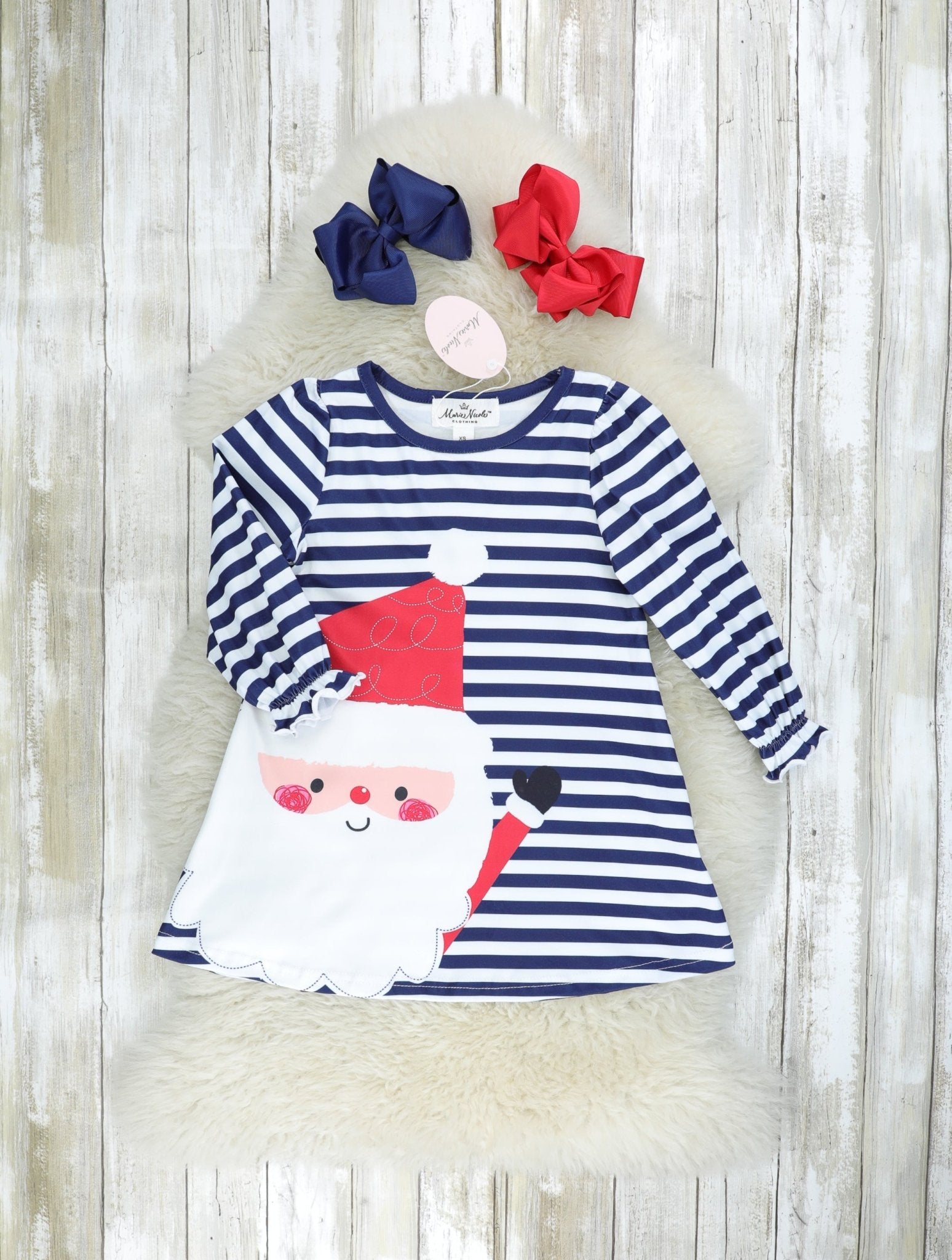 Striped Jolly Santa Dress - Marie Nicole Clothing