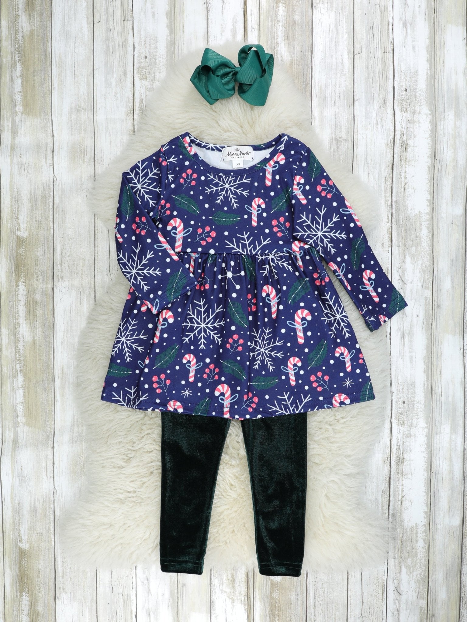 Candycane Velvet 3 - Piece Outfit - Marie Nicole Clothing