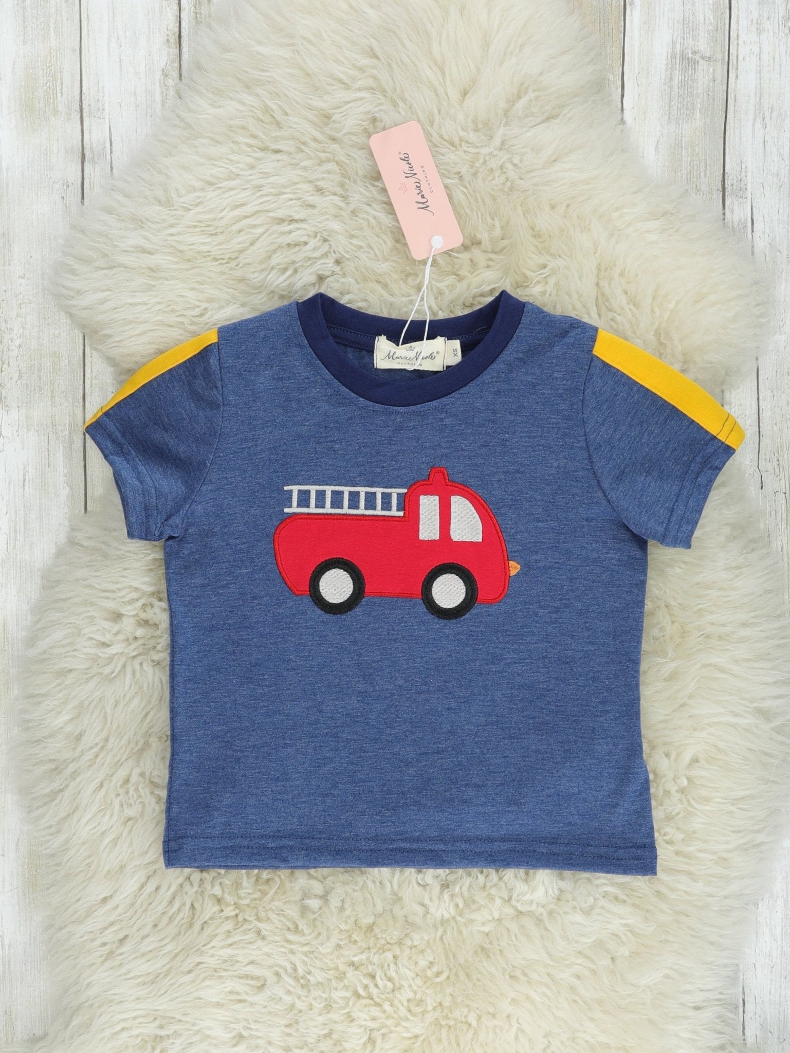 Navy Firetruck Shirt - Marie Nicole Clothing