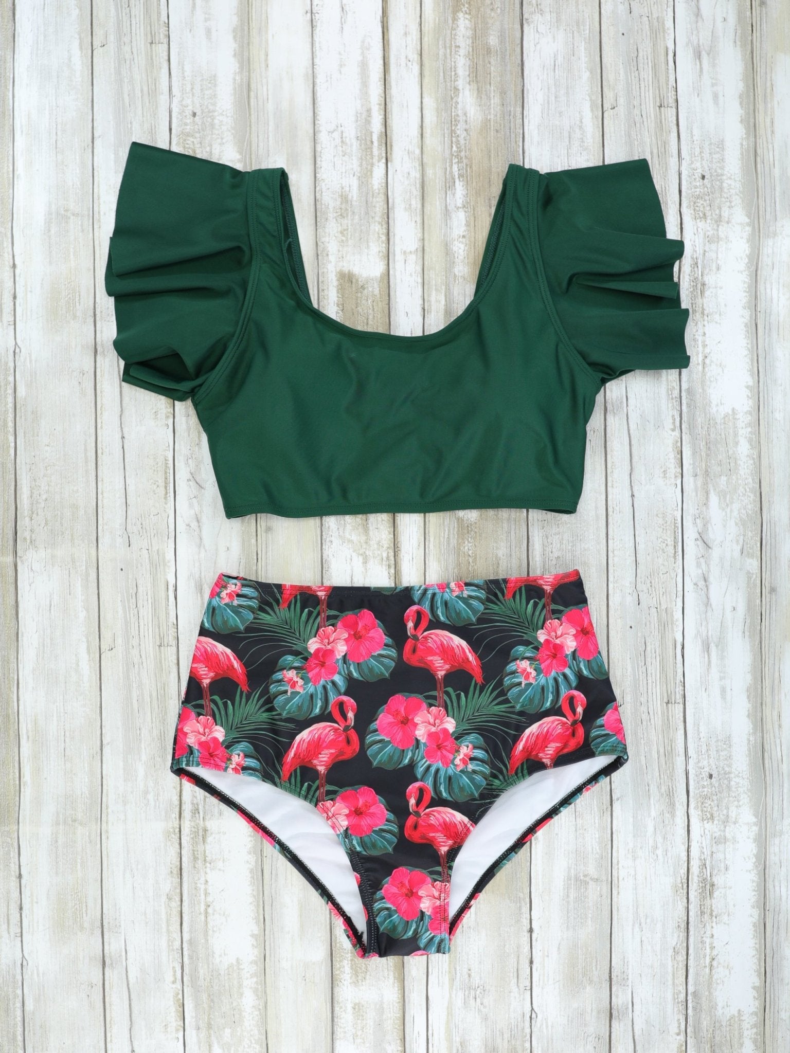 Family Dark Green Flamingo Swimsuit - Marie Nicole Clothing