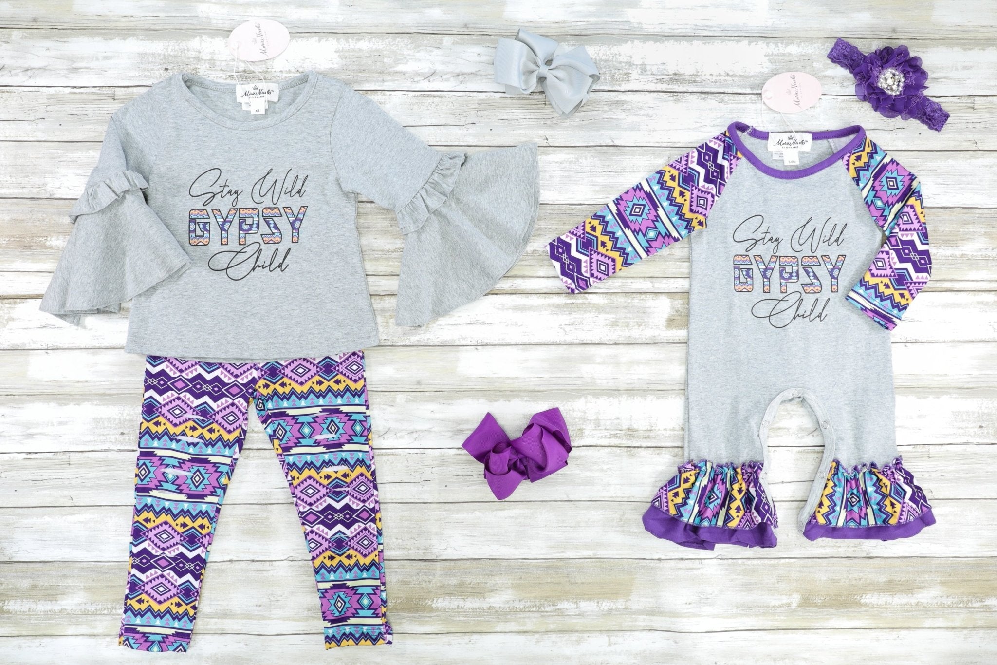 "Stay Wild Gypsy Child" Aztec Romper - Marie Nicole Clothing