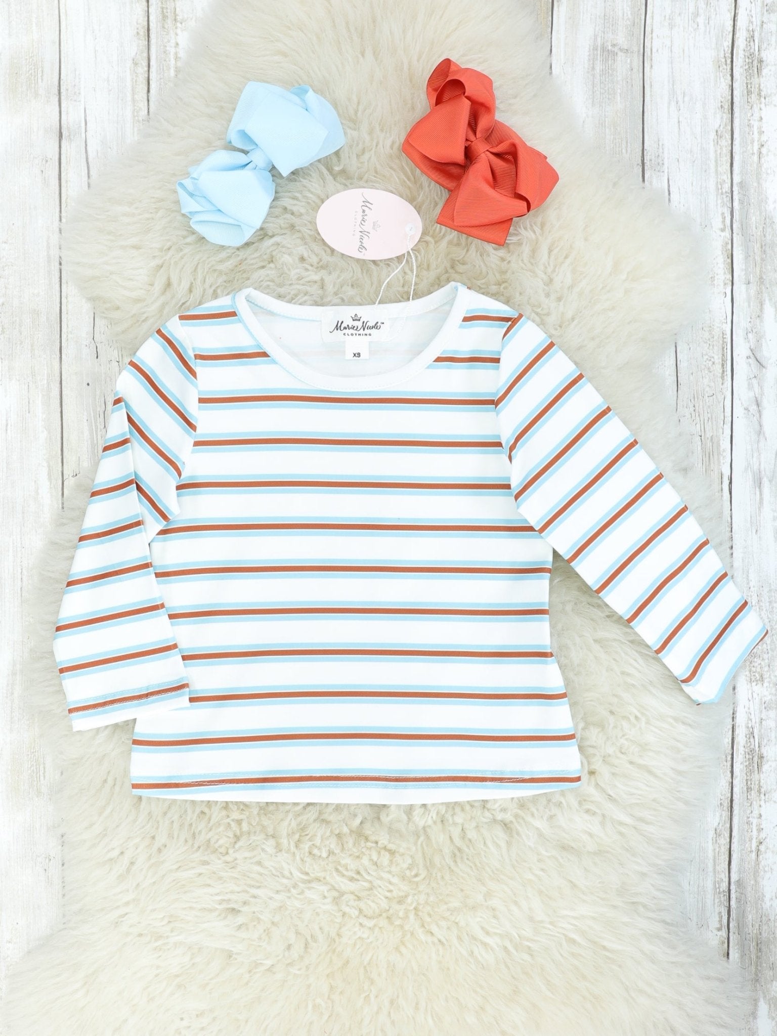 Striped Long Sleeve Top & Pocket Overall Dress Outfit - Marie Nicole Clothing
