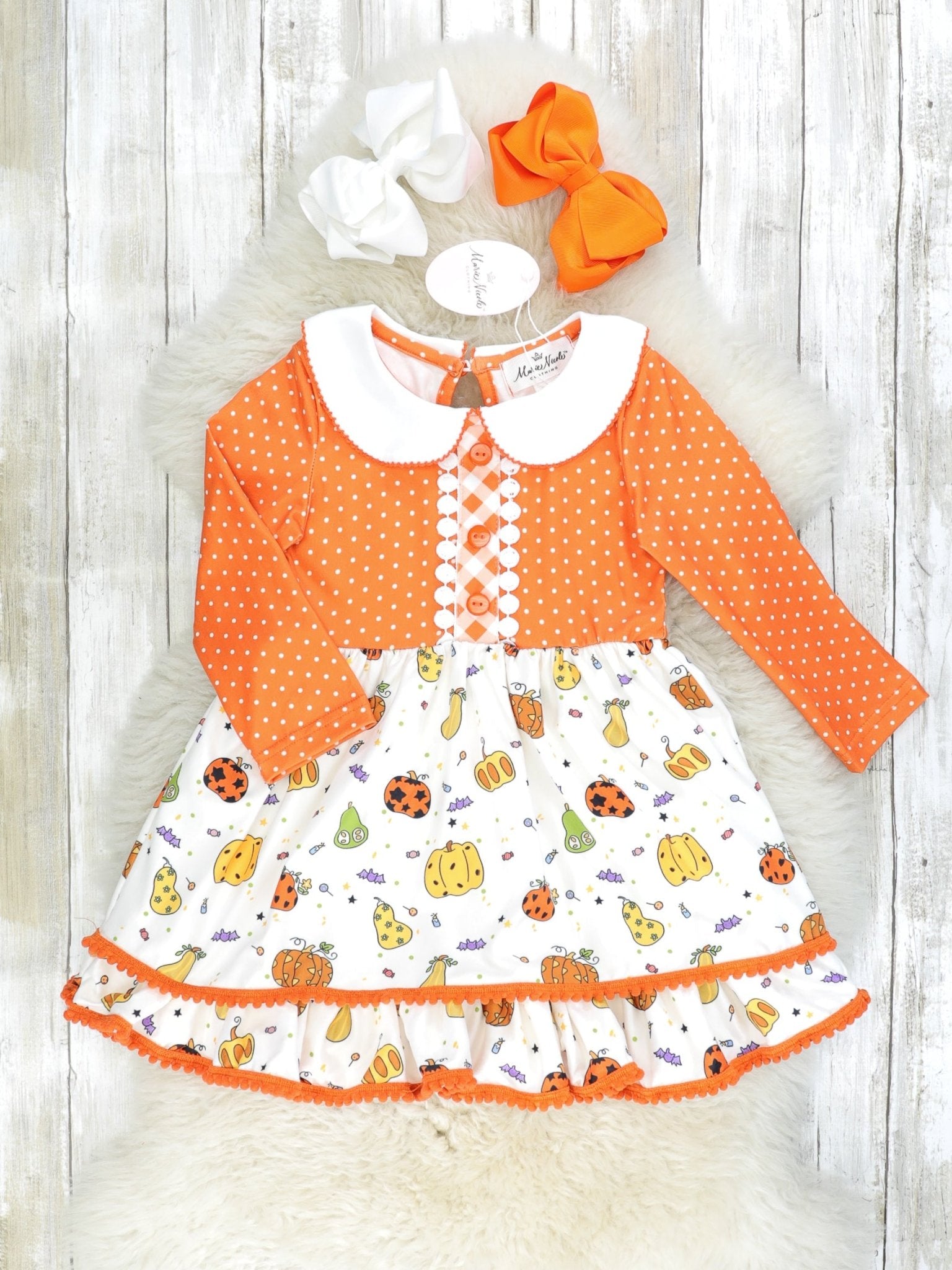 Pumpkin Spice & Spooky Nights Vintage Dress - Marie Nicole Clothing