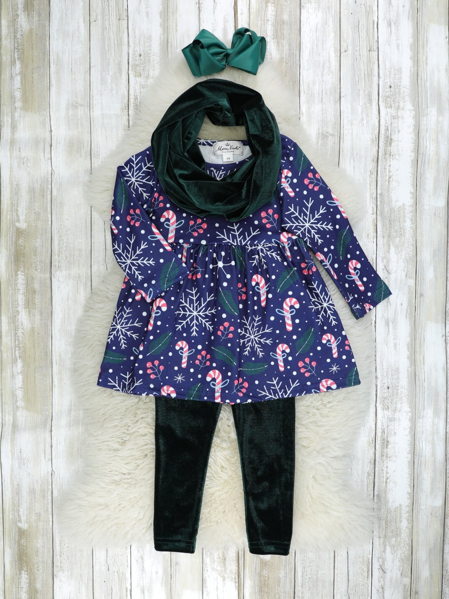Candycane Velvet 3 - Piece Outfit - Marie Nicole Clothing