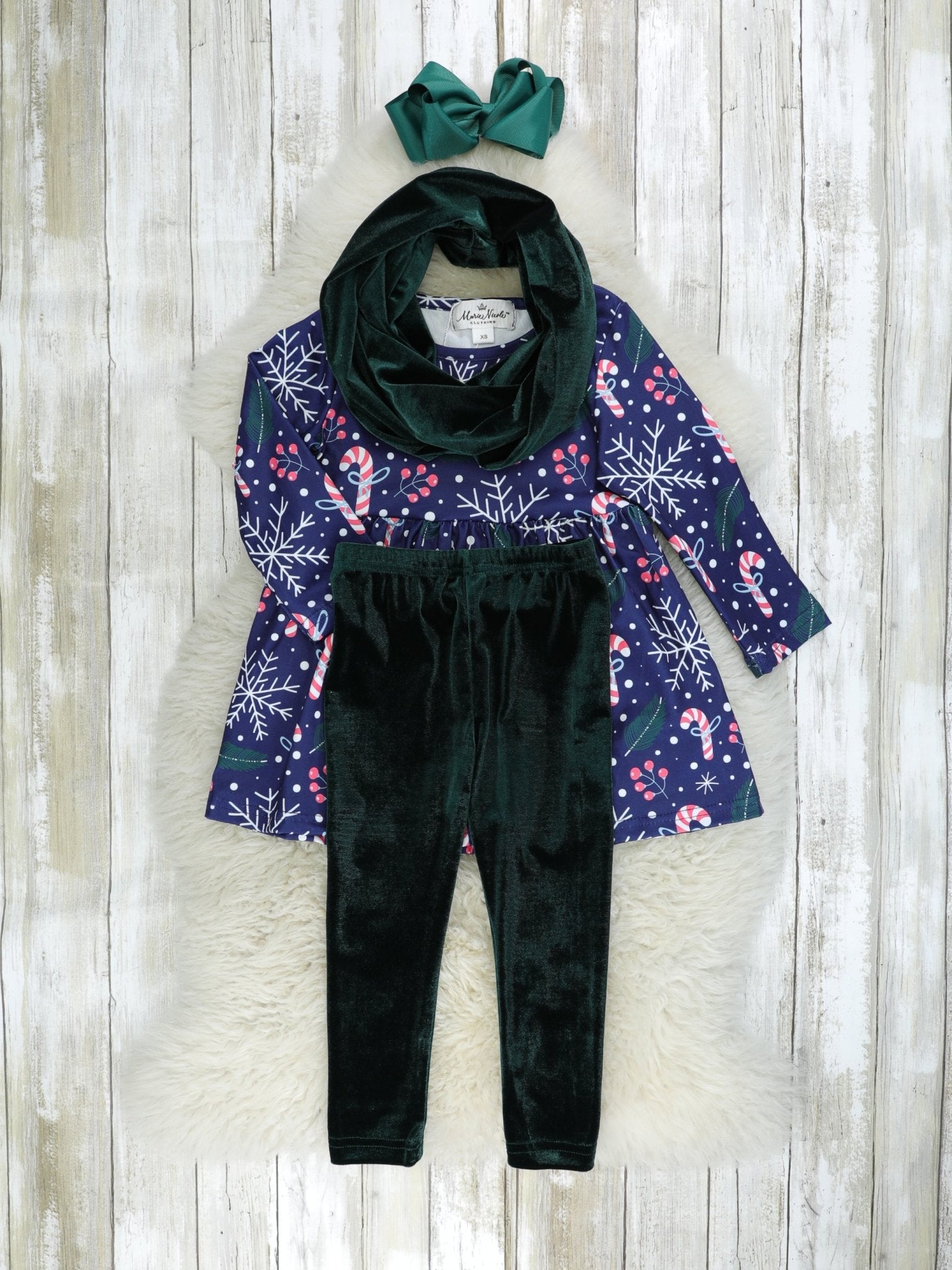 Candycane Velvet 3 - Piece Outfit - Marie Nicole Clothing