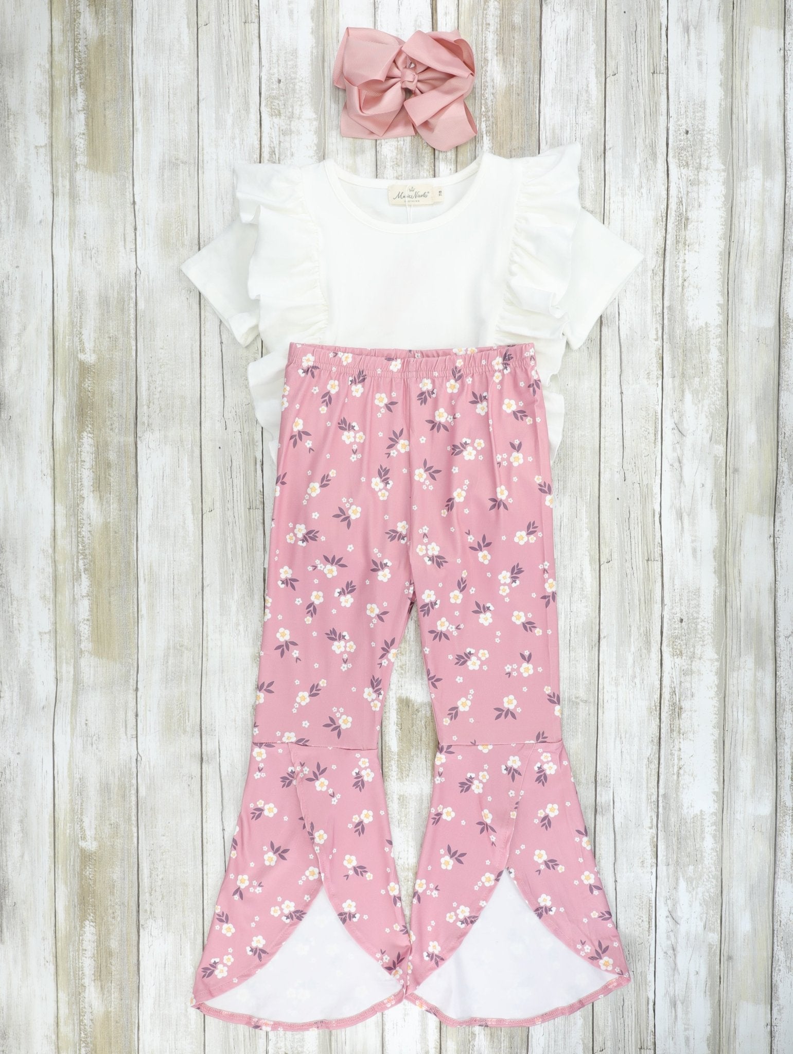 Dark Pink Buttercup Scalloped Bell Bottom Outfit - Marie Nicole Clothing