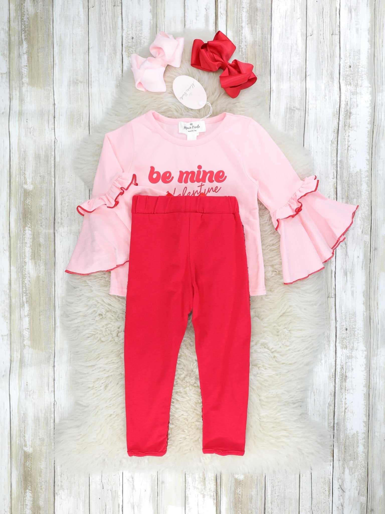 "Be Mine" Bell Sleeve Sequin Outfit - Marie Nicole Clothing