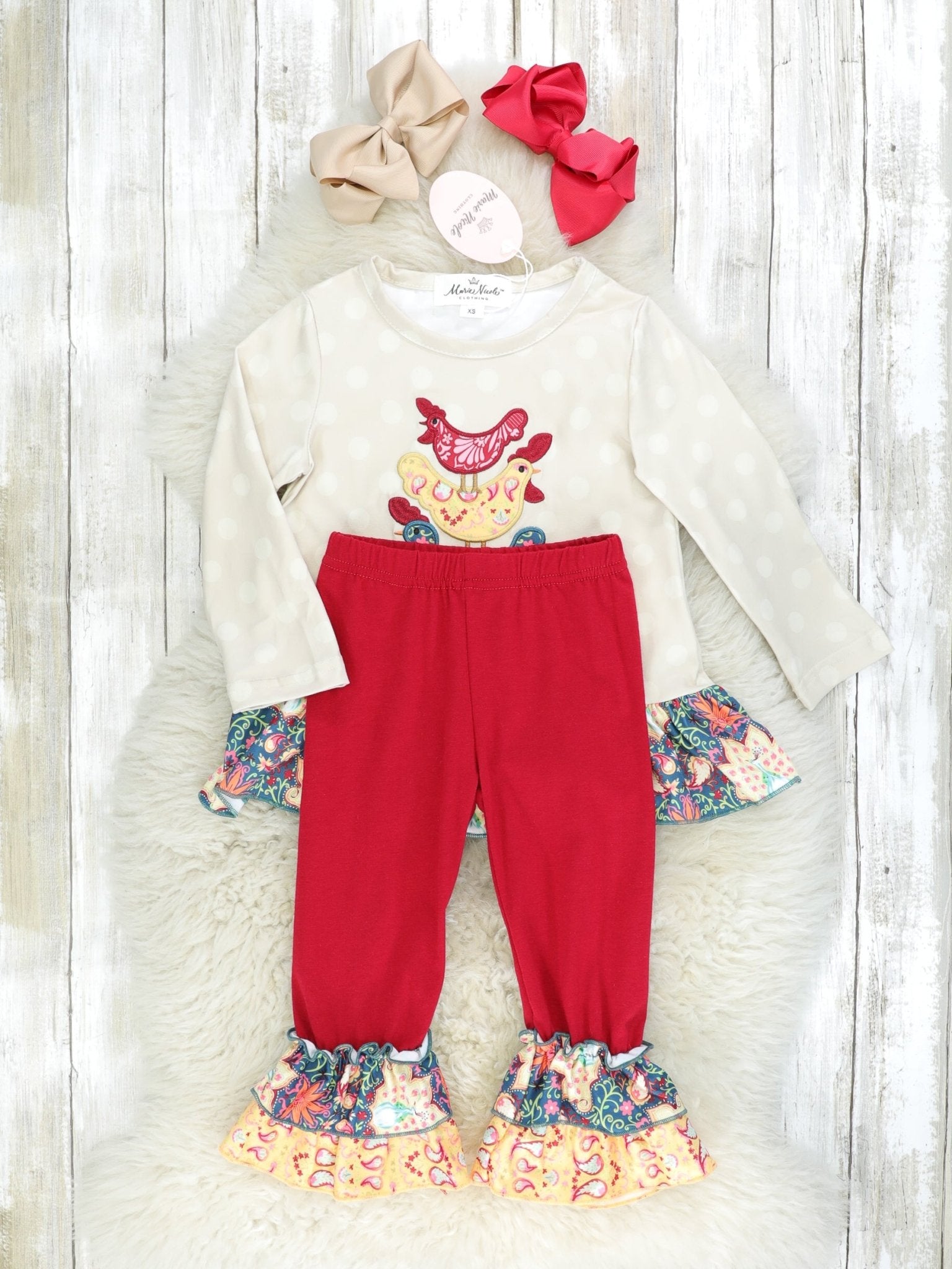 Fall Chickens Ruffle Outfit - Marie Nicole Clothing