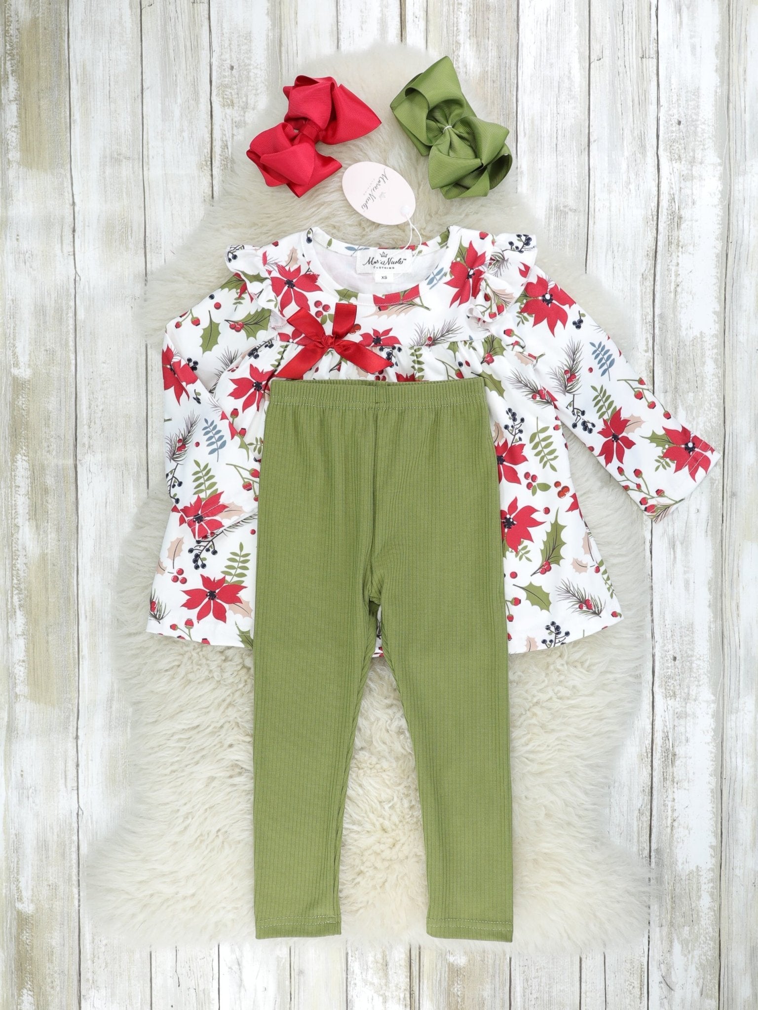 Poinsettia Ruffle Outfit - Marie Nicole Clothing