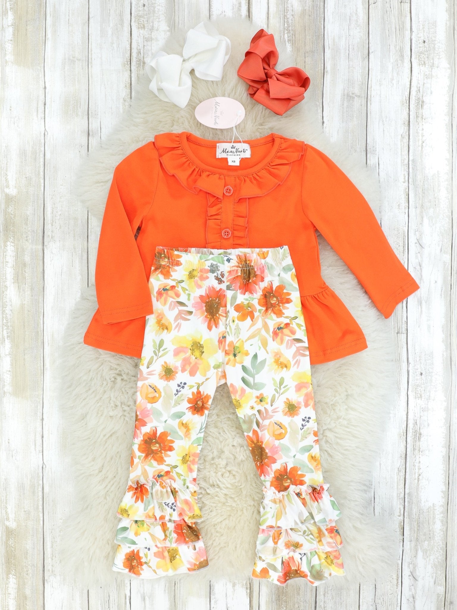 Orange Fall Floral Tunic & Pants Outfit - Marie Nicole Clothing