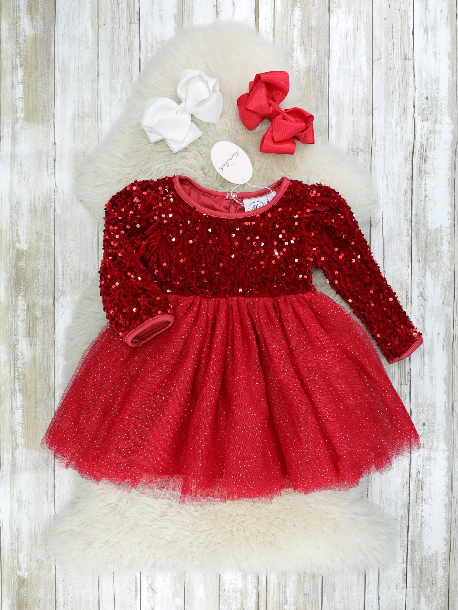 Red Sparkly Tulle Dress - Marie Nicole Clothing