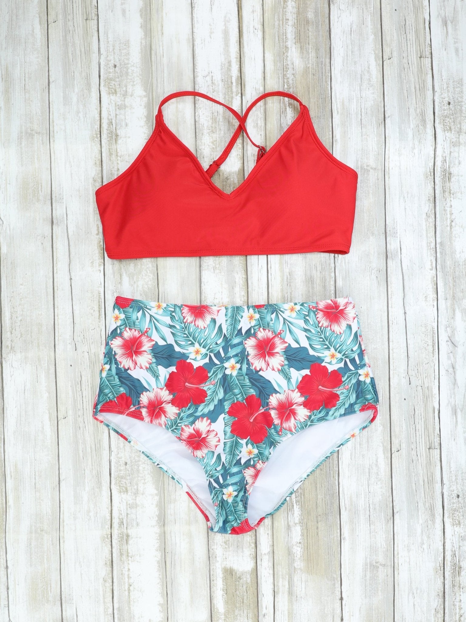 Family Red, Pink, & Blue Tropical Floral Swimsuit - Marie Nicole Clothing