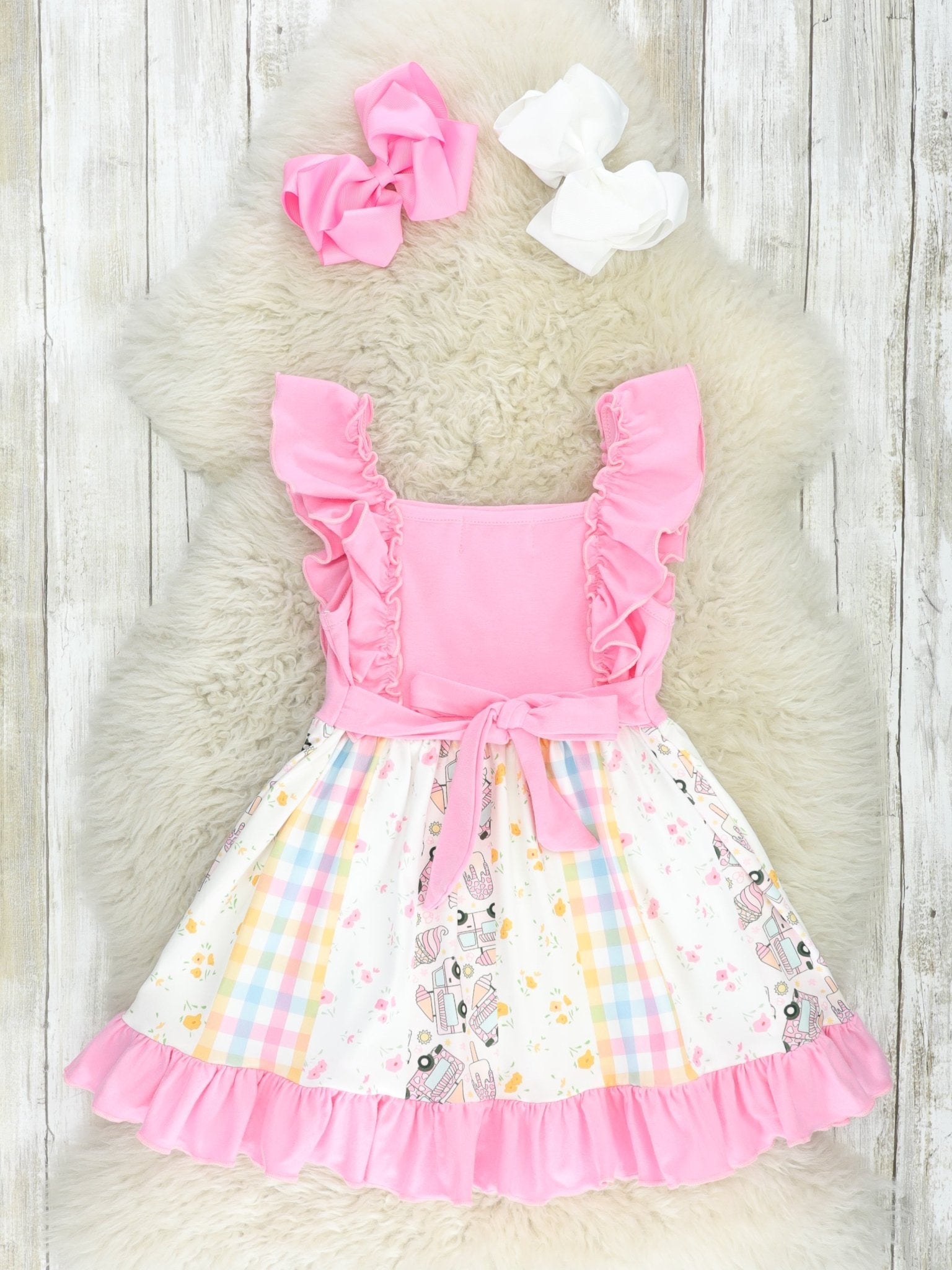 Pink Ice Cream Truck Ruffle Dress - Marie Nicole Clothing