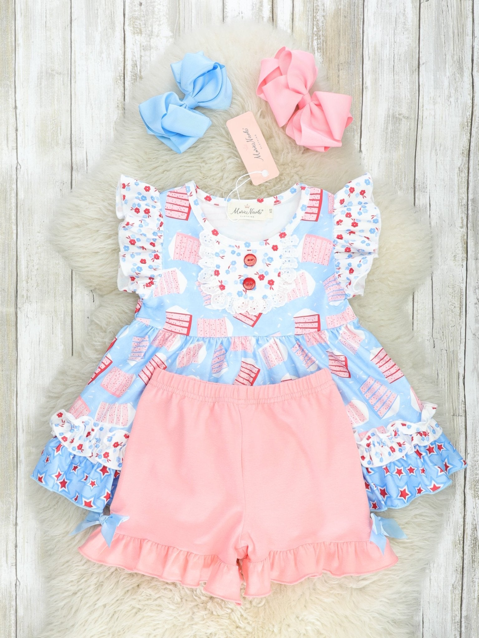 Patriotic Cake Ruffle Outfit - Marie Nicole Clothing
