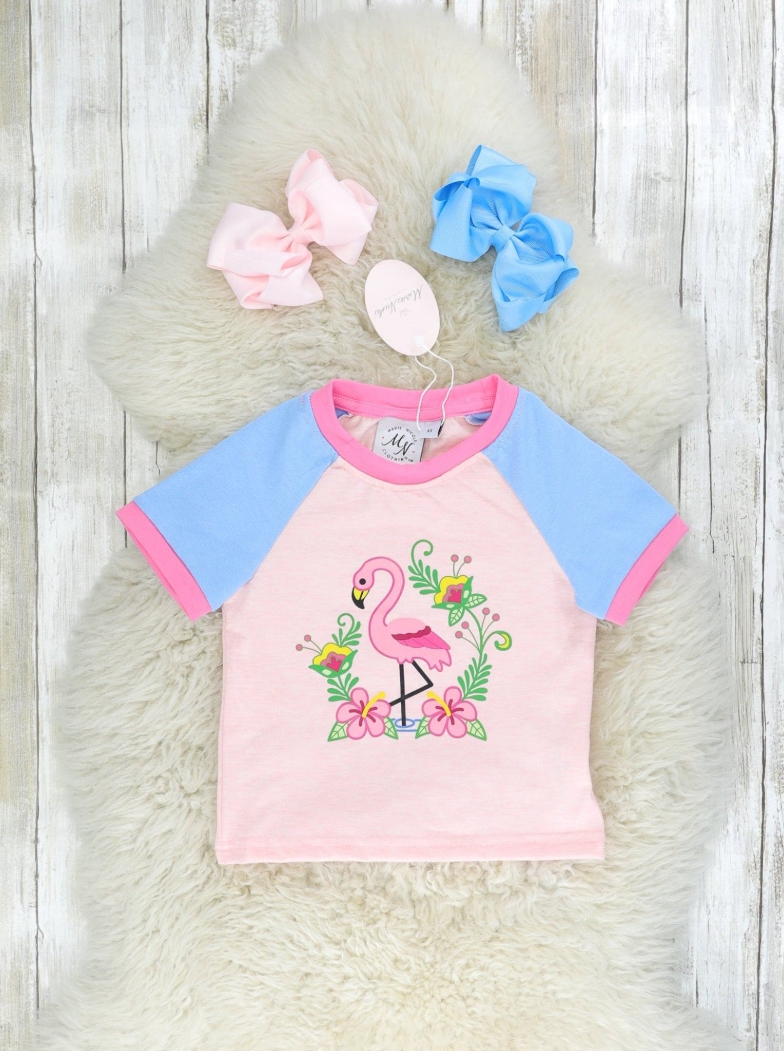 Flamingo Fantasy Raglan Shirt - Marie Nicole Clothing