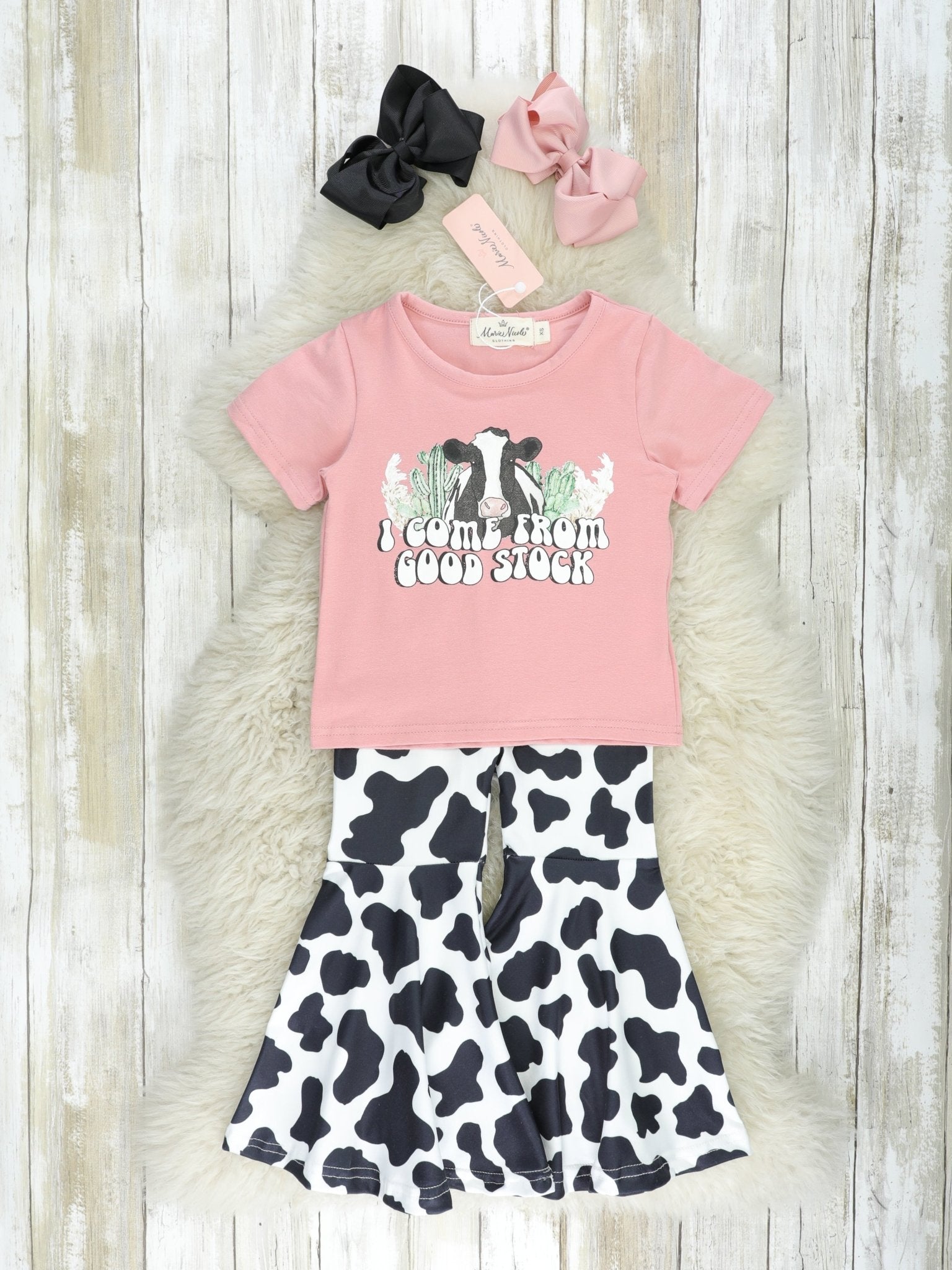 "Good Stock" Cow Bell Bottom Outfit - Marie Nicole Clothing