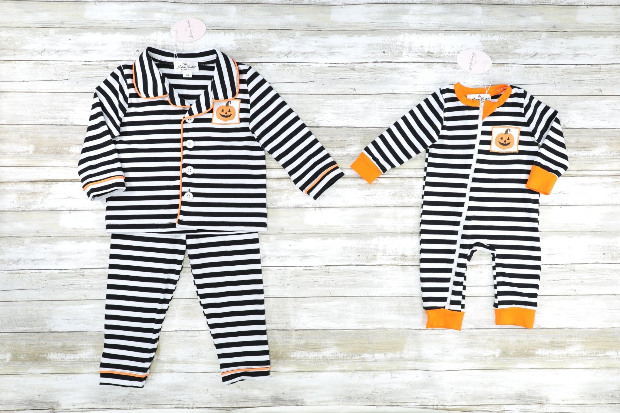 Striped Jack O Lantern Pajamas - Marie Nicole Clothing