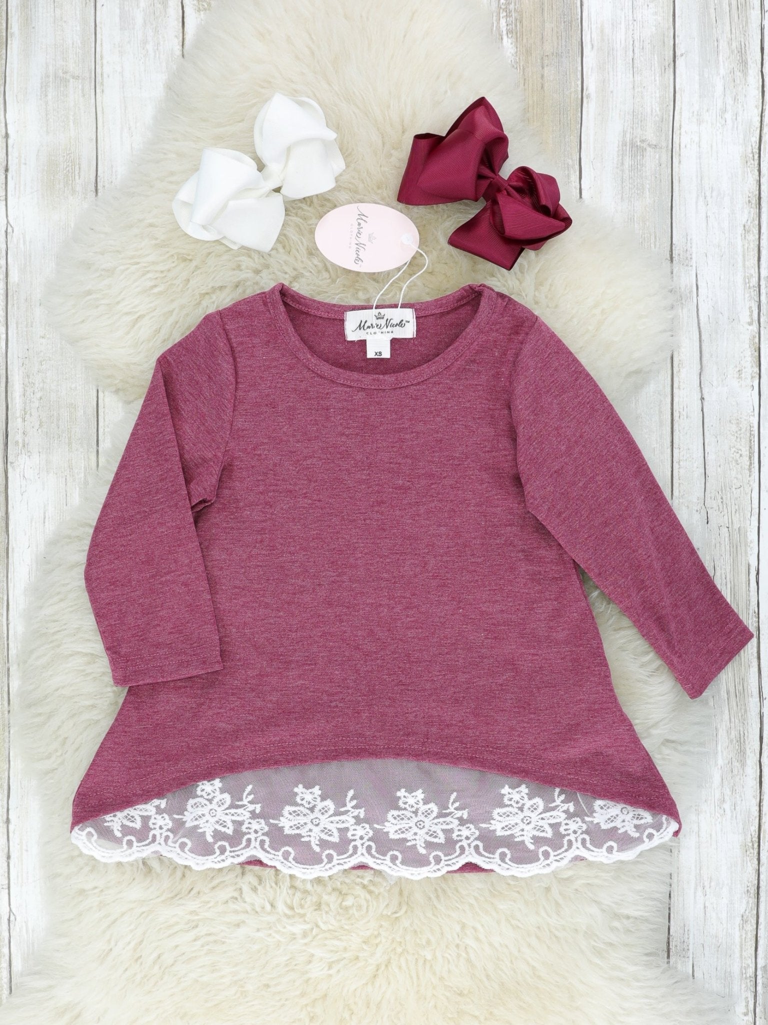 Mom & Me Burgundy Lace Swing Top - Marie Nicole Clothing