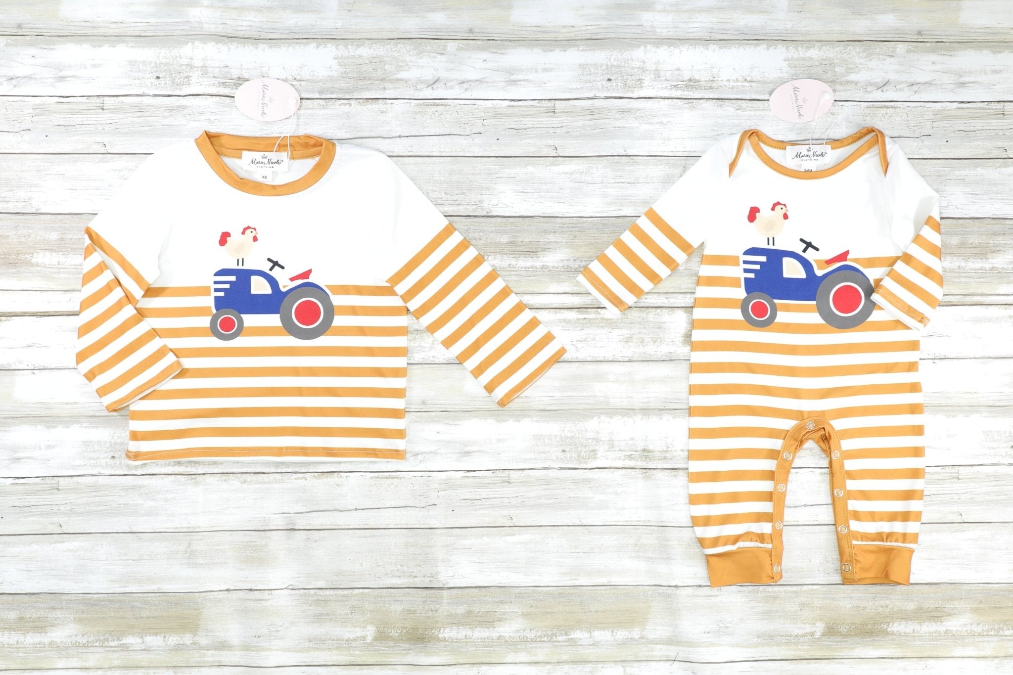 Striped Camel Tractor Long Sleeve Shirt - Marie Nicole Clothing
