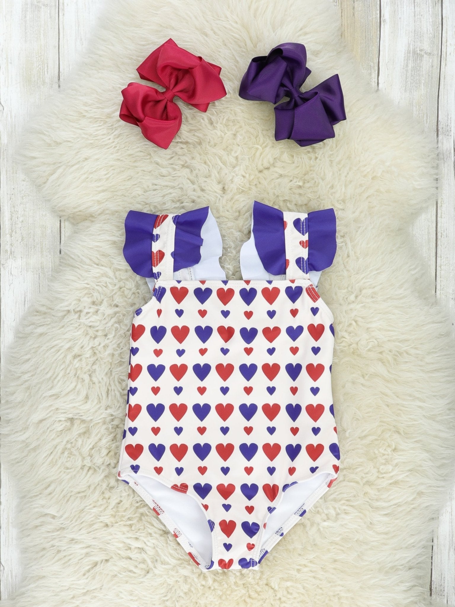 Red & Navy Heart One - Piece Swimsuit - Marie Nicole Clothing