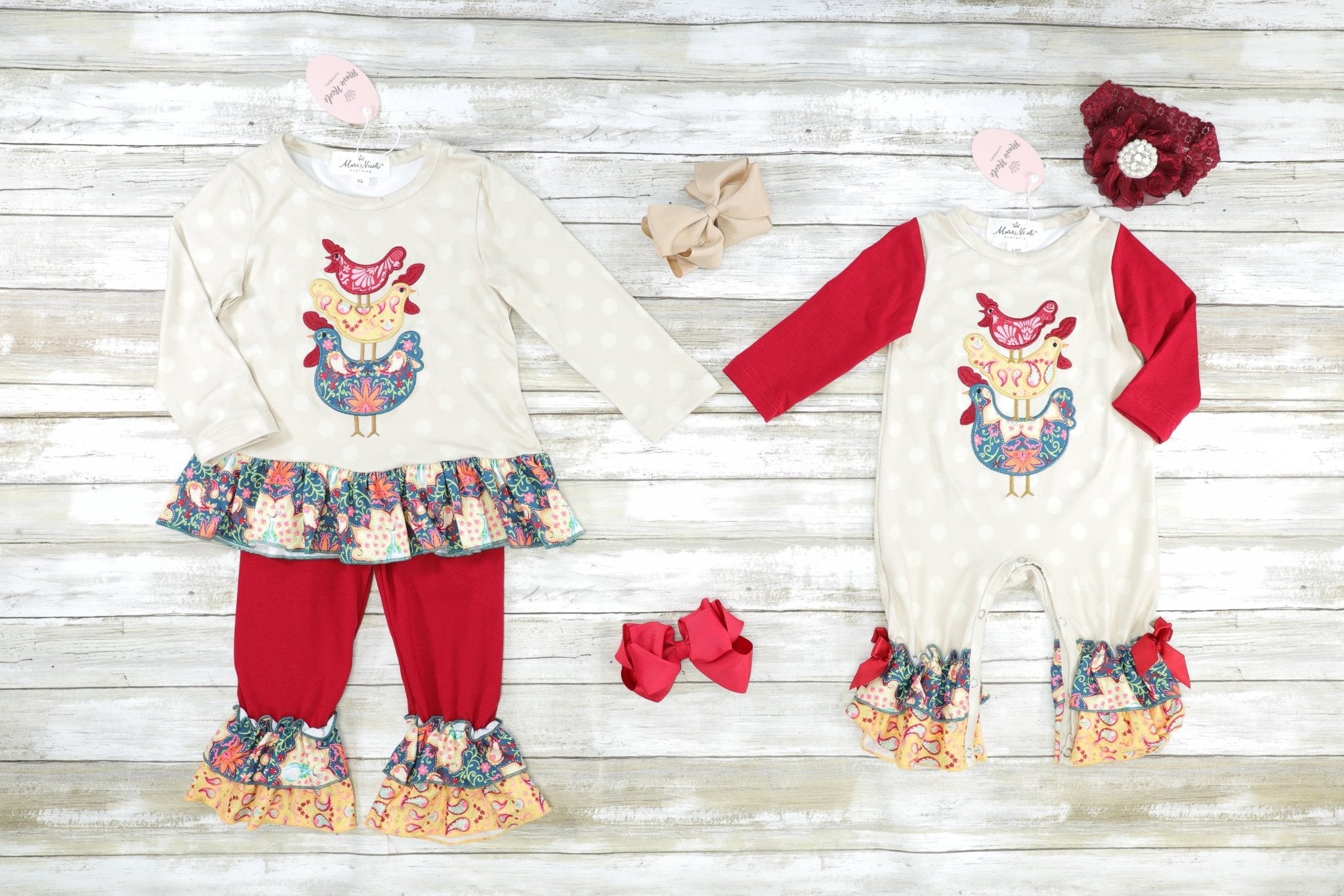 Fall Chickens Ruffle Outfit - Marie Nicole Clothing