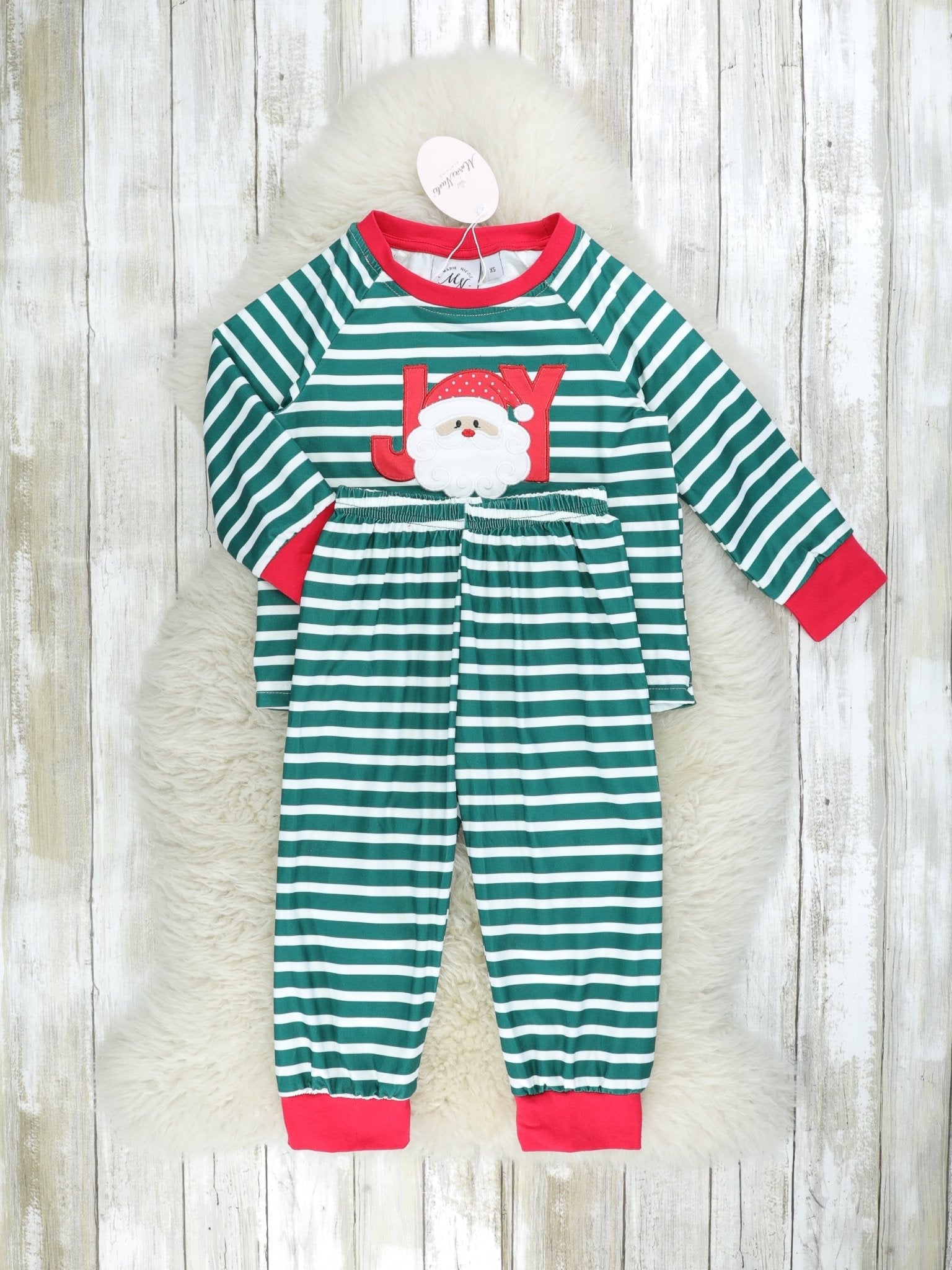 Striped "JOY" Pajamas - Marie Nicole Clothing