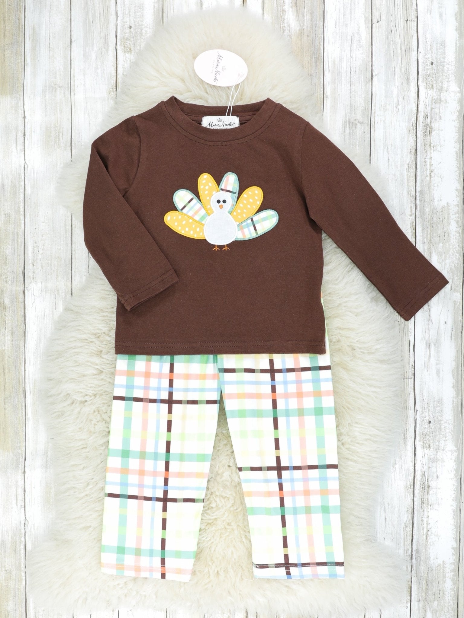 Green Plaid Turkey Outfit - Marie Nicole Clothing