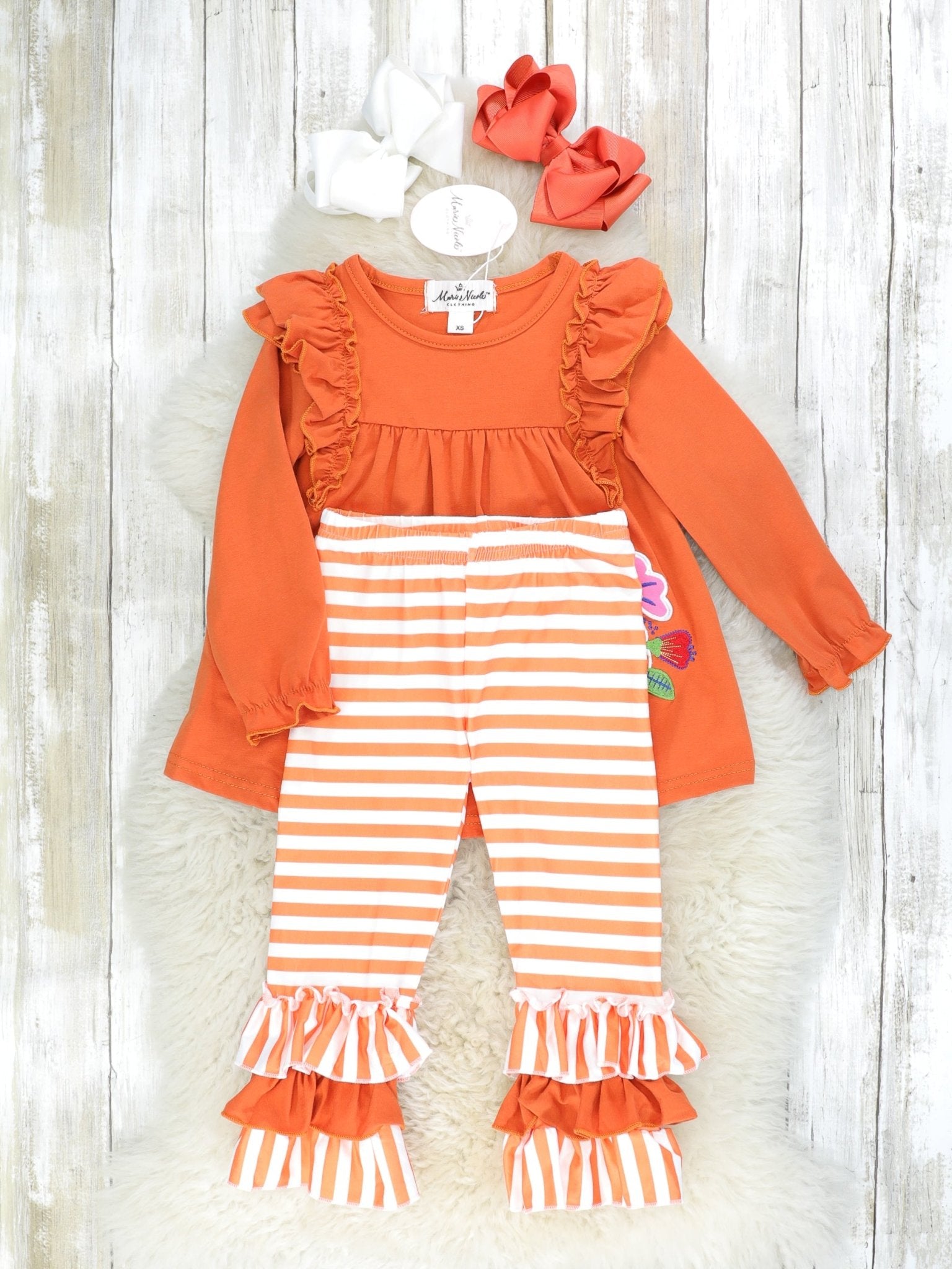 Burnt Orange Turkey Striped Outfit - Marie Nicole Clothing