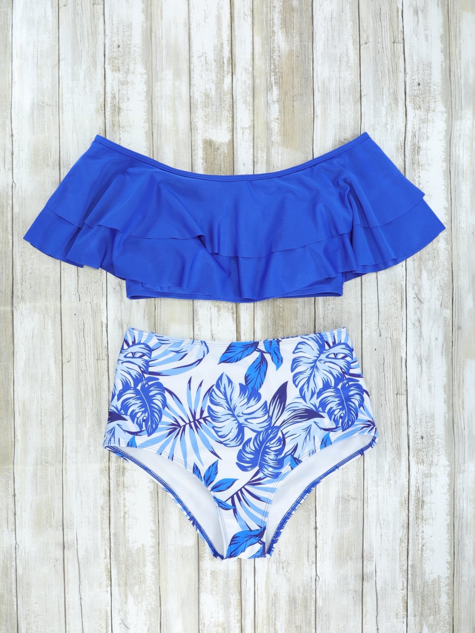 Family Blue & White Tropical Swimsuit - Marie Nicole Clothing