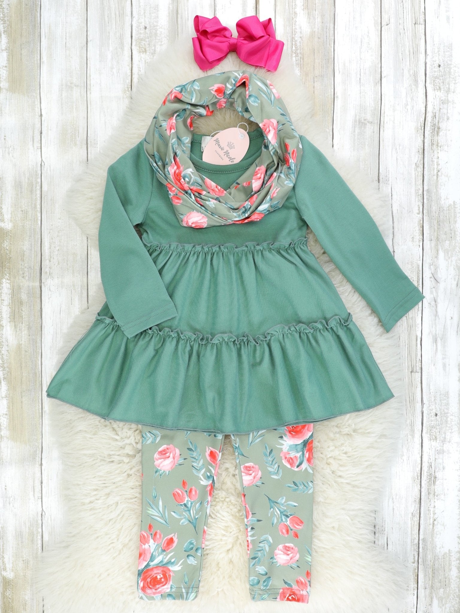 Soft Green Rose 3 Piece Set - Marie Nicole Clothing
