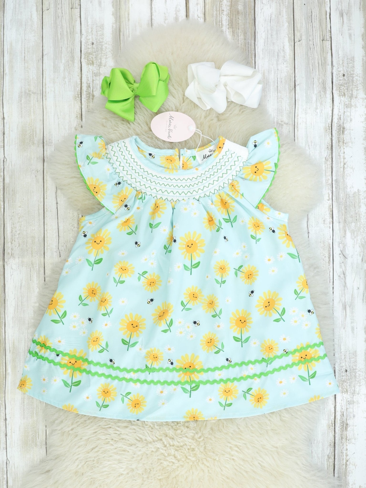 Blue & Yellow Floral Dress - Marie Nicole Clothing