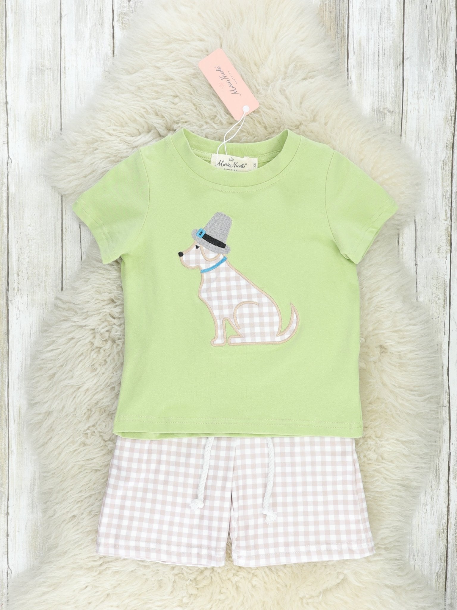Green Gingham Dog Outfit - Marie Nicole Clothing