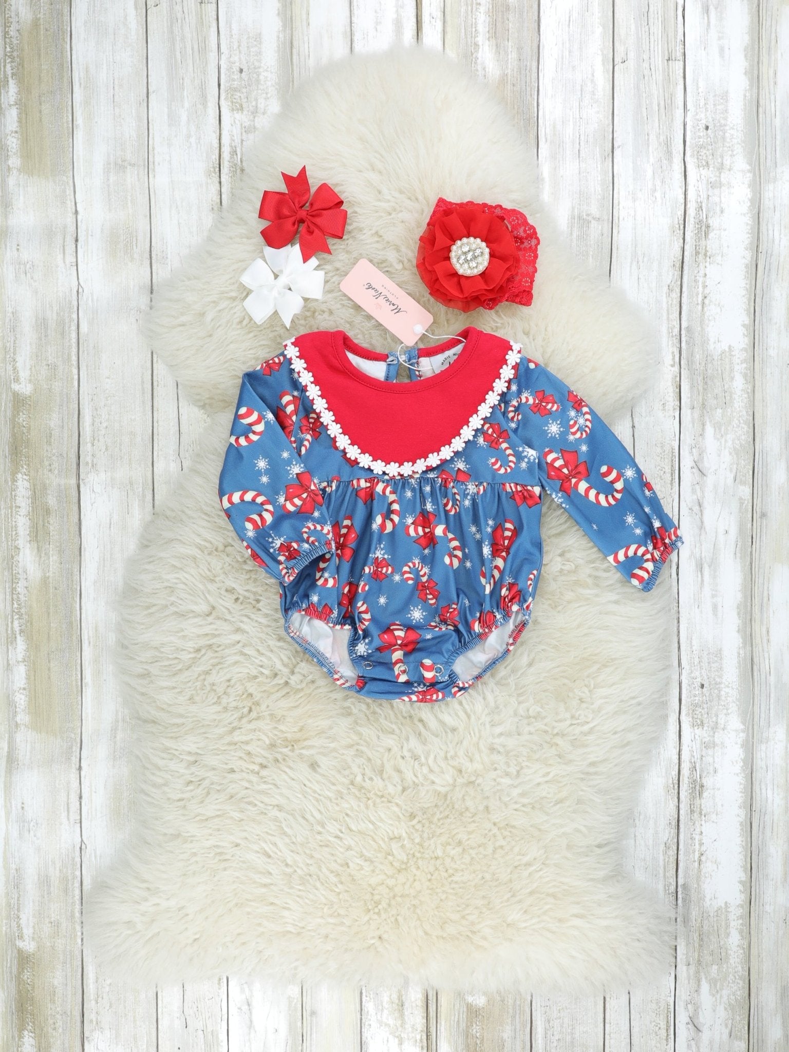 Candycane Vintage Romper - Marie Nicole Clothing