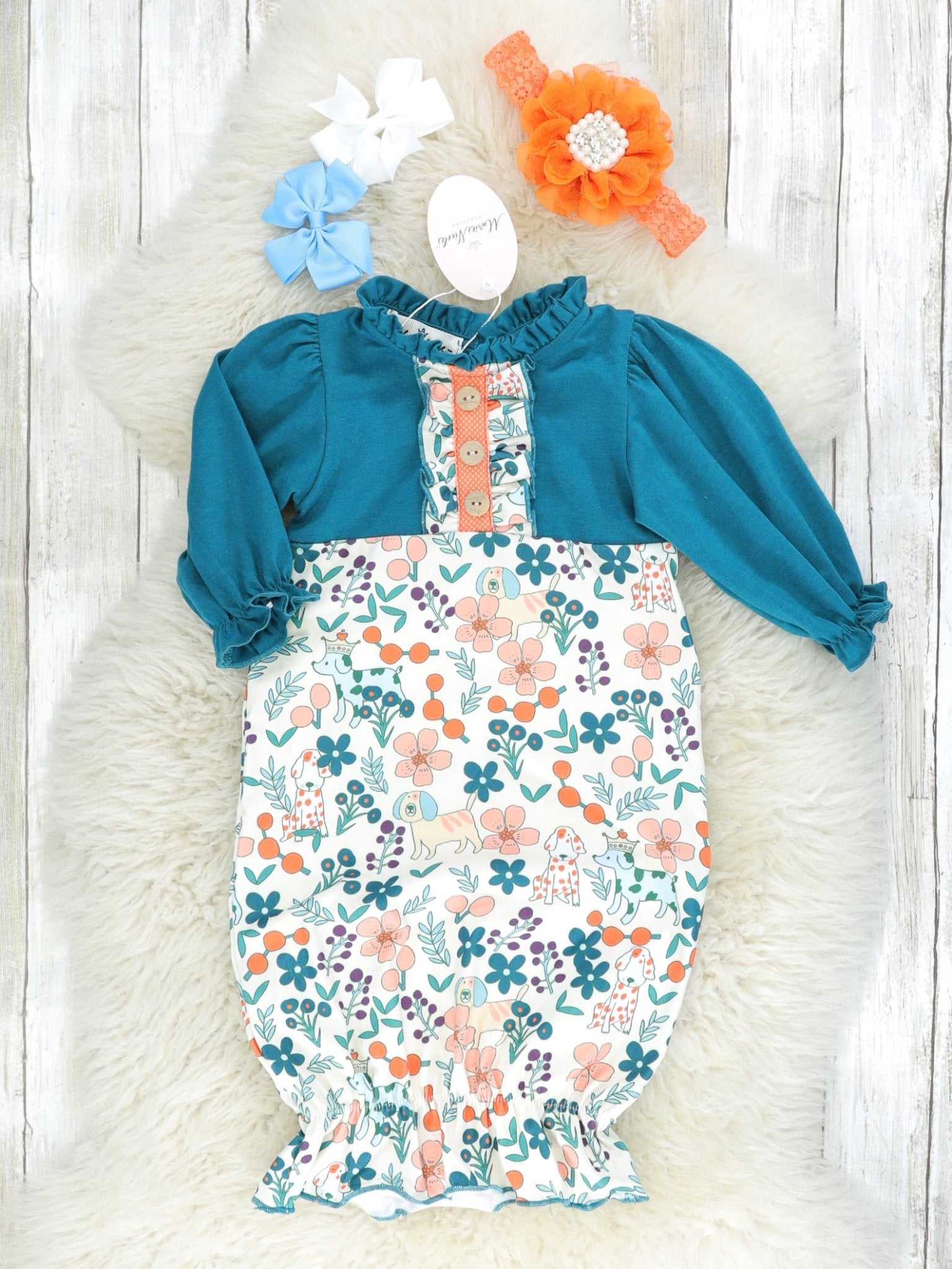 MNC Royal Pups™ - Mock Neck Sleep Gown - Marie Nicole Clothing