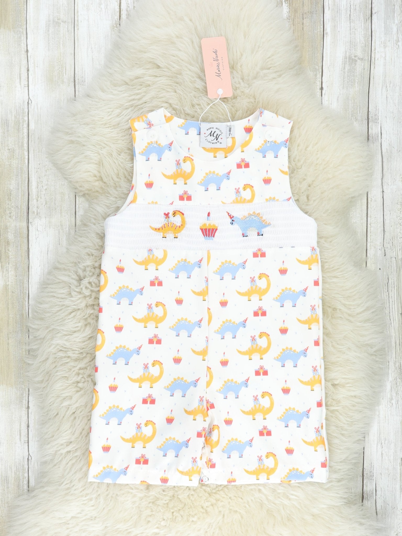 Smocked Dinosaur Party Johnny - Marie Nicole Clothing