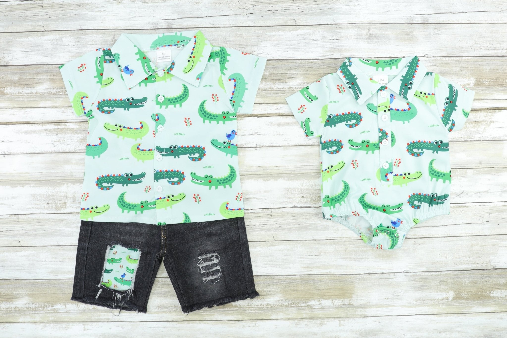 Later Alligator Button Up & Denim Shorts Outfit - Marie Nicole Clothing